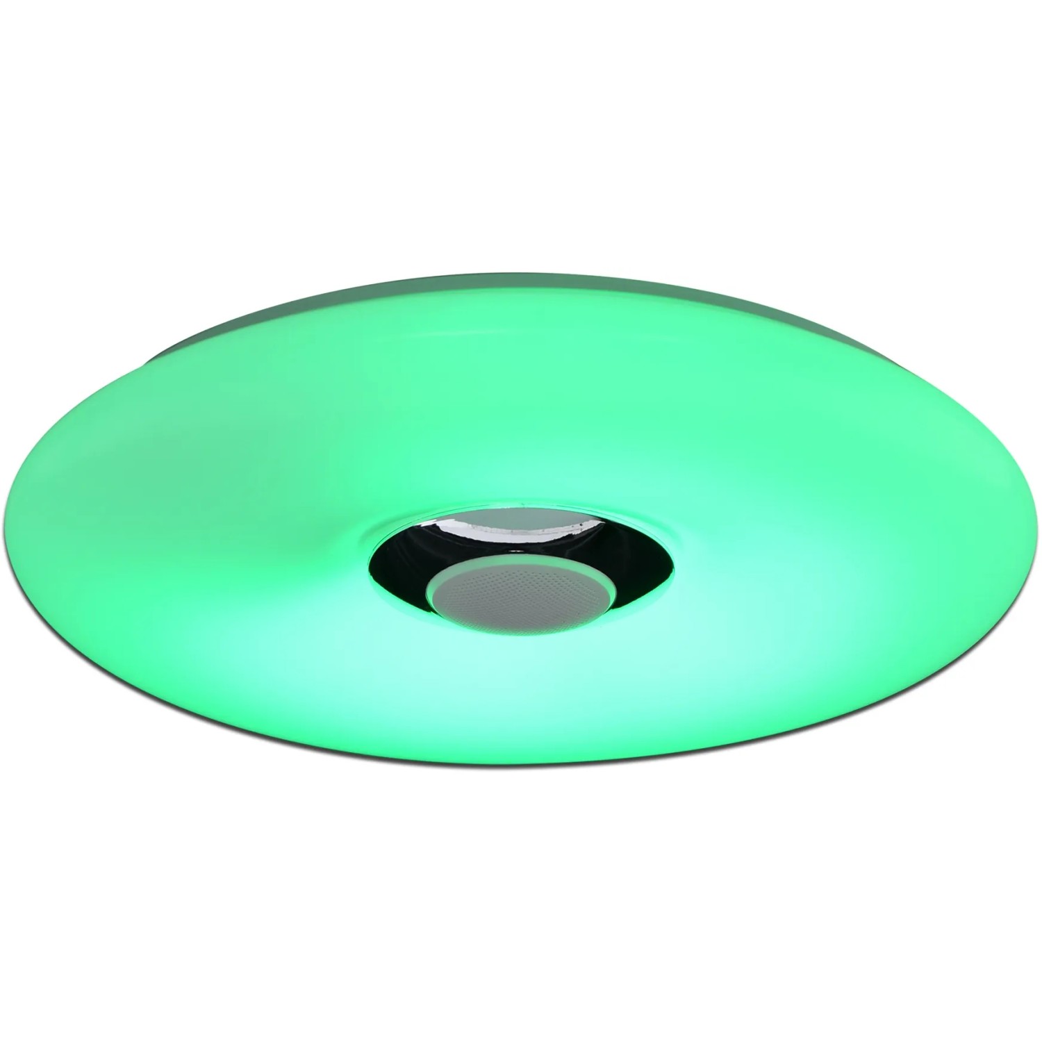 Weiße LED-Deckenleuchte Nashville mit Farbwechsel und Bluetooth Lautsprecher, Ø 40cm.