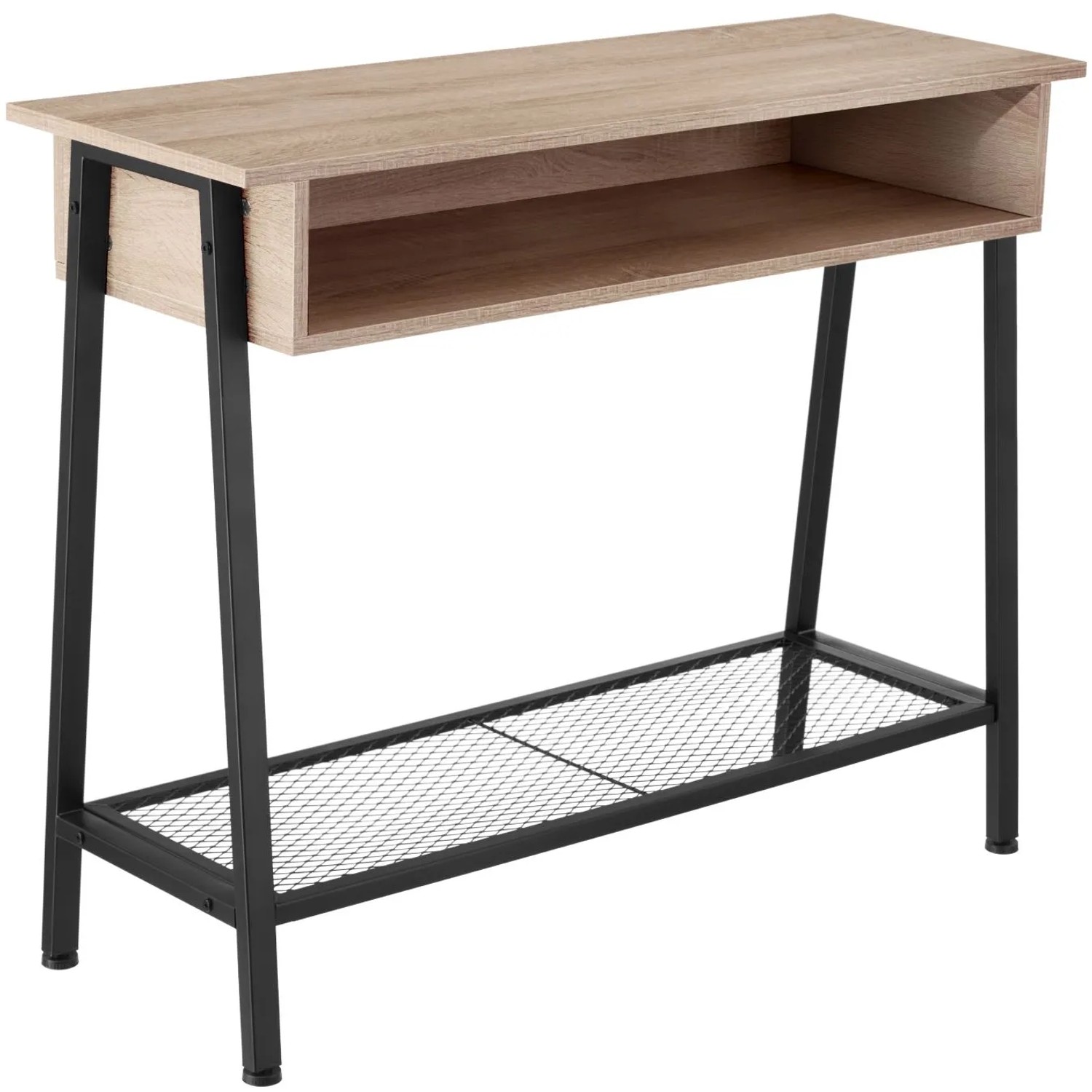 Tectake Konsolentisch Tralee Industrial Style Holz und Stahl  100 x 35 x 80 50 cm Industrial Holz Hell  Eiche Sonoma