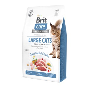 Brit Care Katzenfutter Adult Large Breed Ente & Huhn 2kg für große Katzenrassen.