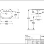 Technische Zeichnung: Villeroy & Boch O.Novo Einbauwaschbecken, 56 cm, mit Maßen.