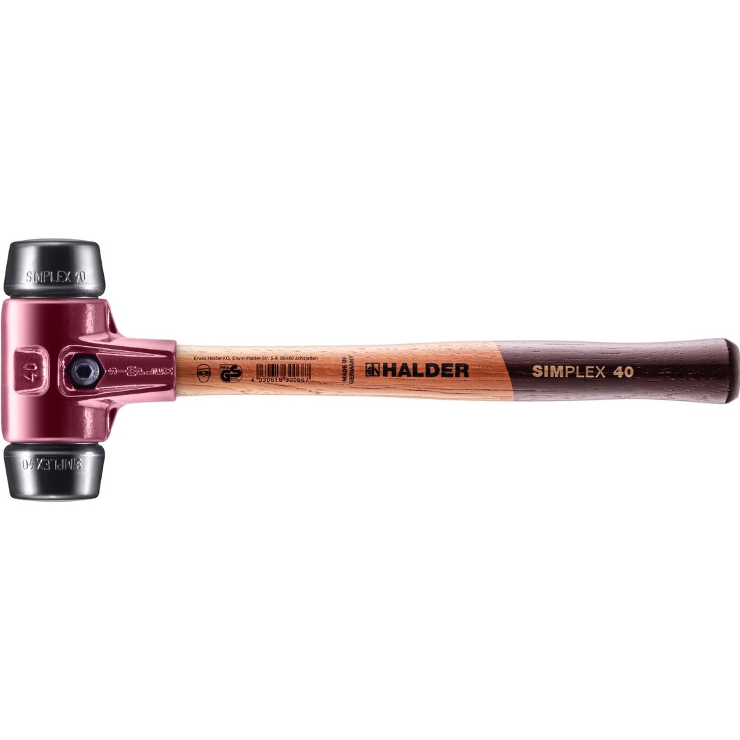 Halder Simplex Schonhammer Ø 40 mm Gummi Schwarz mit Tempergussgehäuse günstig online kaufen