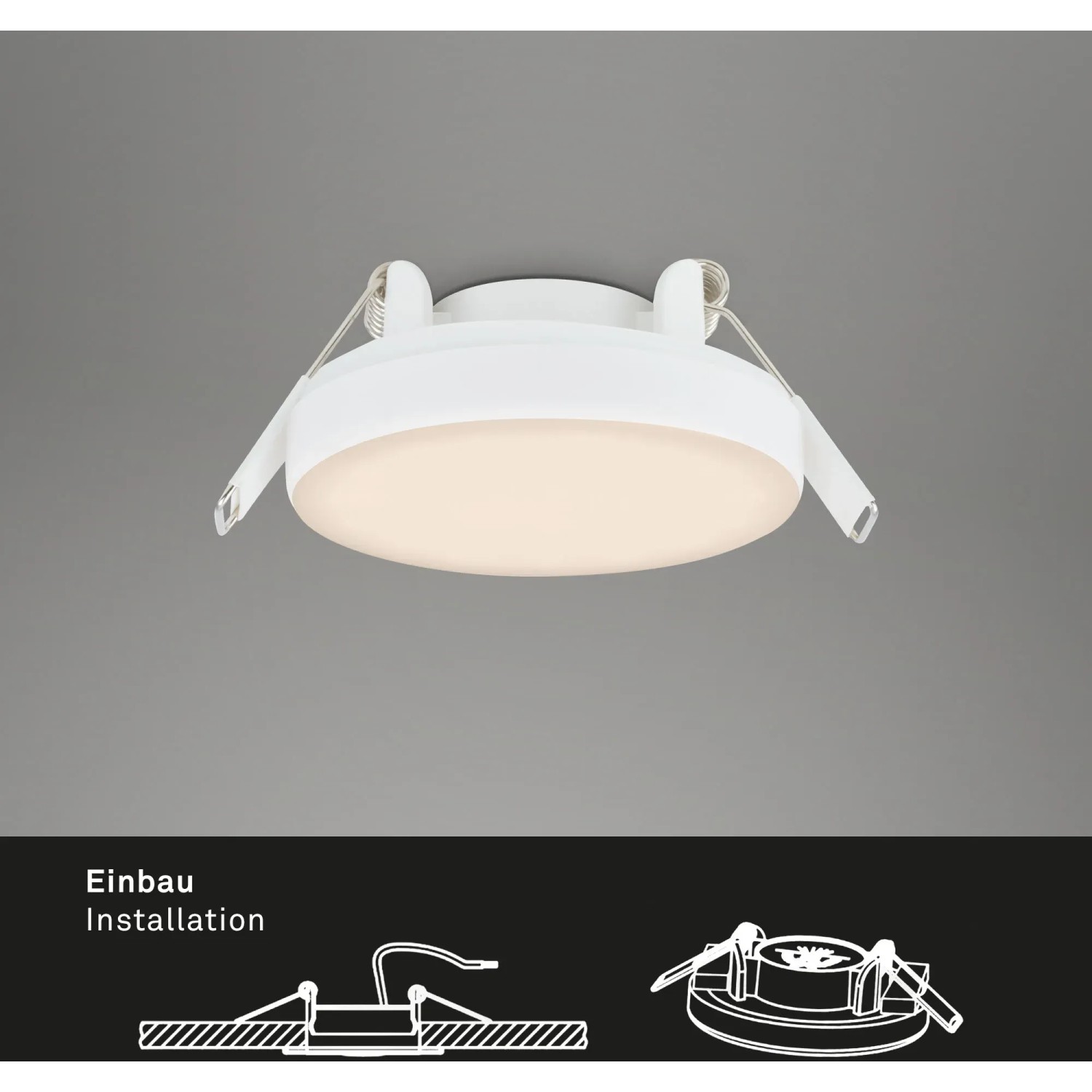 Weißer Briloner LED Einbaustrahler Plat, 1er-Set, warmweiß, Ø 7,5 cm. Ideal für Bad & Wohnraum.