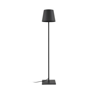 Moderne, schwarze Lucande Andrei Stehleuchte aus Aluminium für den Außenbereich.