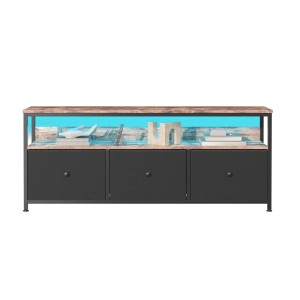 PXloue TV Schrank Schwarz 137x30x57cm mit Schubladen aus Stoff Verstellbaren LED