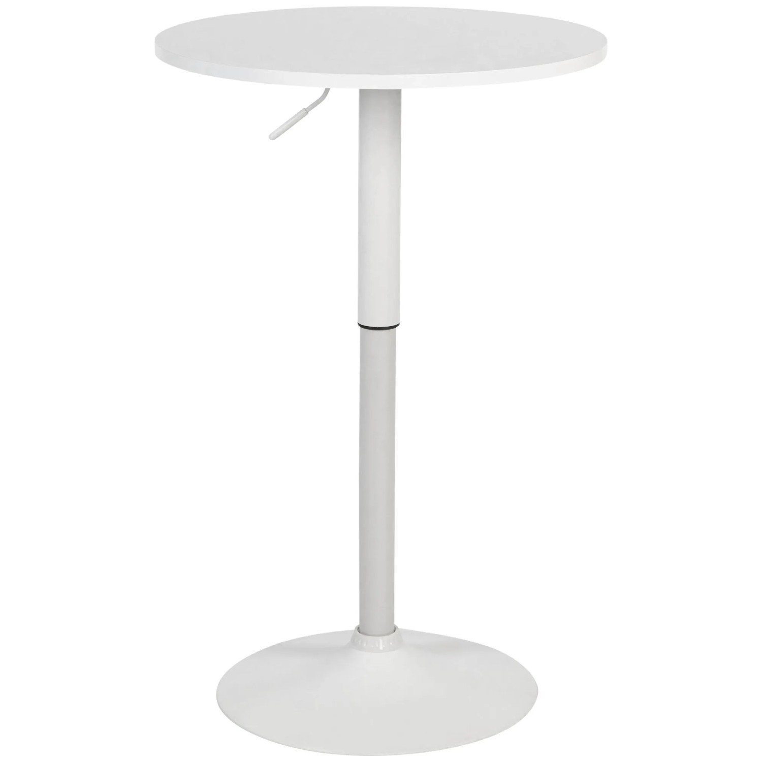 DELUKE 2in1 Stehtisch Höhenverstellbar Ø 60cm CHERI 106cm Hoch Metall Gestell Bistrotisch Gastro Bartisch Rund Weiß-Weiß