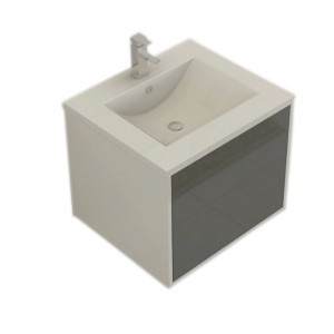 Jet-Line Waschtisch Linz 60 cm, grau, mit SMC-Waschbecken und Unterschrank.