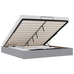 vidaXL Ottoman-Bett, hellgrau, 160x200 cm, mit Stauraum unter dem Lattenrost.