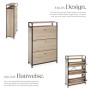 Tectake Schuhschrank Buffalo im Industrial Style mit Holz- und Stahl-Elementen in Eiche Sonoma.