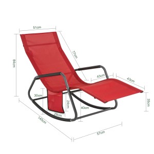 Rote SoBuy Schaukelliege OGS47-R mit Seitentasche, Metallgestell und Kunstfasergewebe. Bequeme Sonnenliege für Garten und Terrasse.