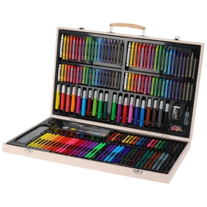 Zeichnen- und Malen-Set Holzbox 47,8 cm x 29,5 cm x 4,5 cm 180-teilig