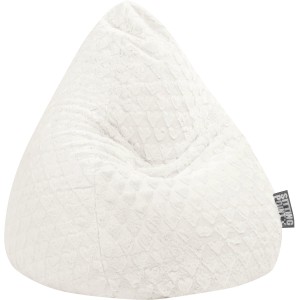 Weißer Sitting Point Sitzsack BeanBag Fluffy mit Herzmuster, 120 l, für Kinderzimmer.