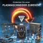 STAHLWERK Plasmaschneider CUT 60 P Digital mit Zubehör, wie Brenner, Düsen, Massekabel und Schweißhelm.