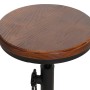 Detailaufnahme Barhocker des MCW Bartisch-Sets N20, braune Holz-Sitzfläche, schwarzes Metallgestell.