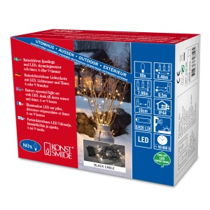 Konstsmide LED Lichterkette mit 80 warmweißen LEDs und schwarzem Kabel für Innen und Außen.