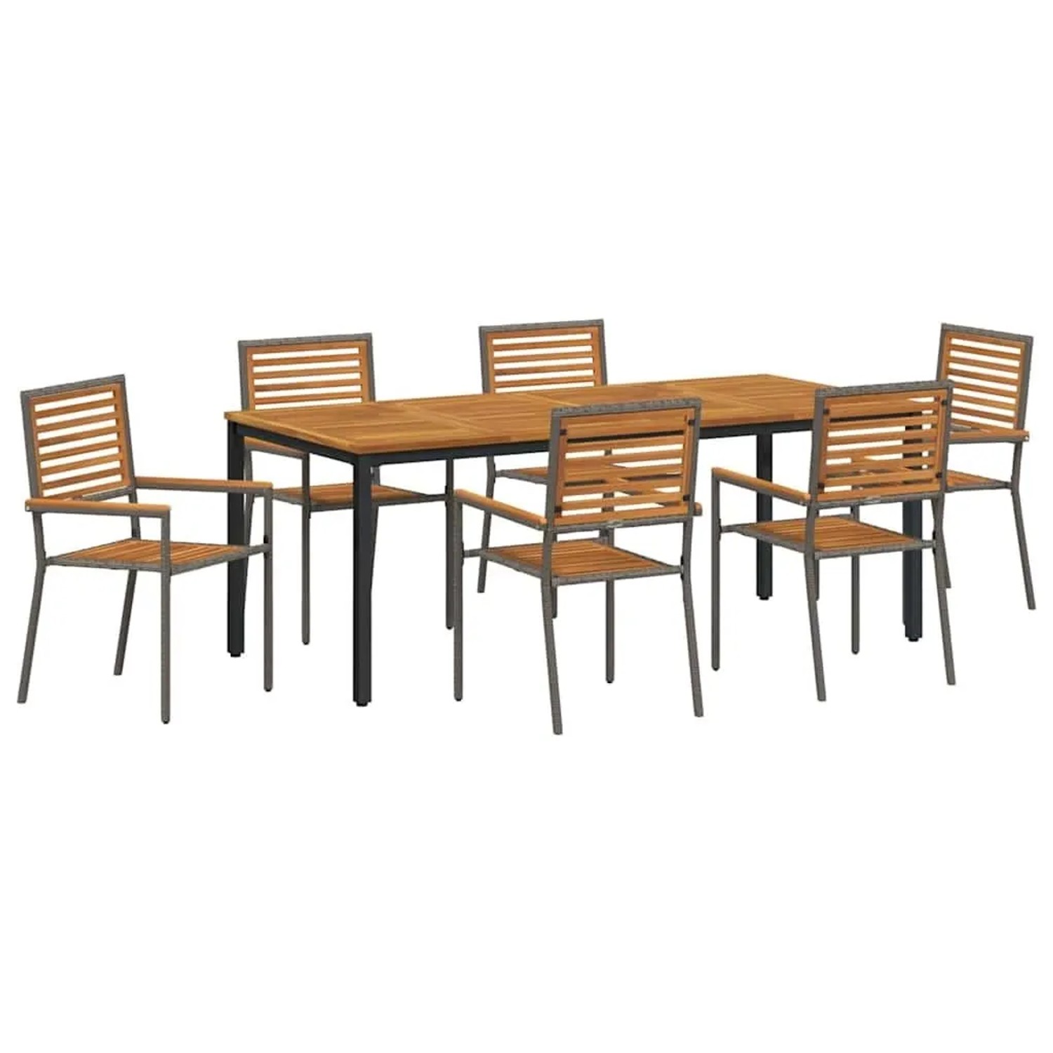 vidaXL Garten Essgruppe 7-Tlg Grau und Braun Poly-Rattan 3365506 günstig online kaufen