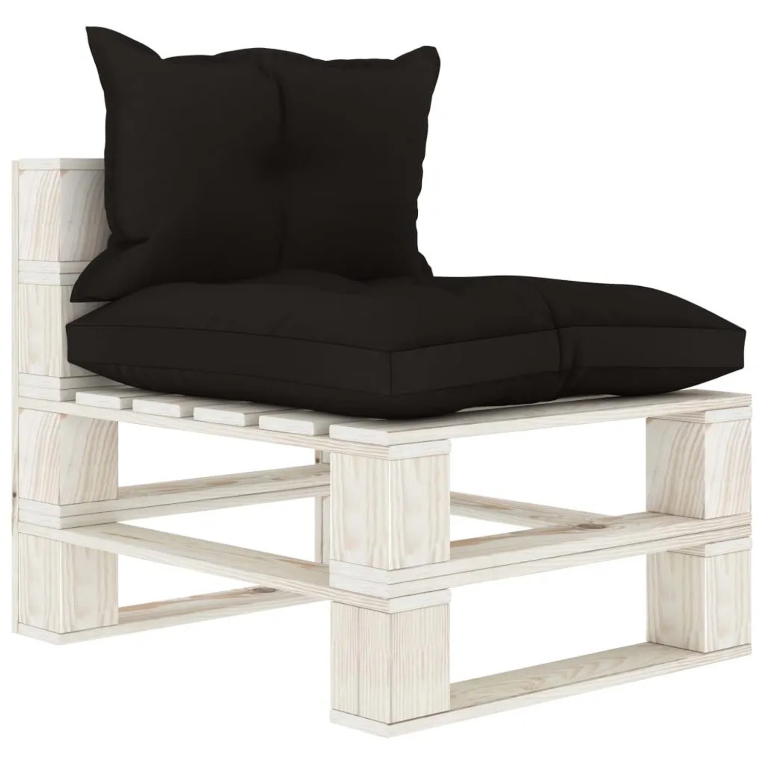 vidaXL Garten-Paletten-Mittelsofa mit Kissen in Schwarz Holz 3052350