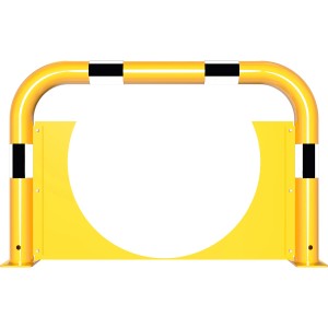 Schake Schutzbügel, 1000 mm, gelb-schwarz, mit Unterfahrschutz für Baugeräte.