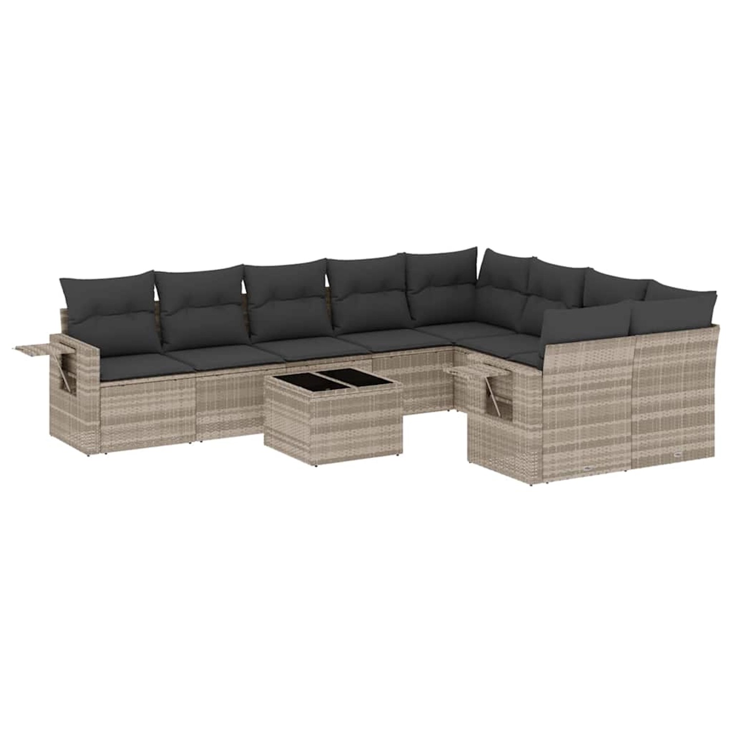 vidaXL 10-Tlg Garten-Sofagarnitur mit Kissen Hellgrau Poly Rattan 3220651 günstig online kaufen