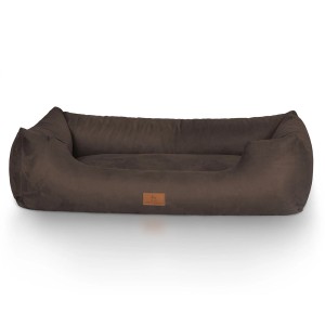 Braunes Knuffelwuff Hundebett Dreamline Velours XXL, 120x85cm, für großen Liegekomfort.