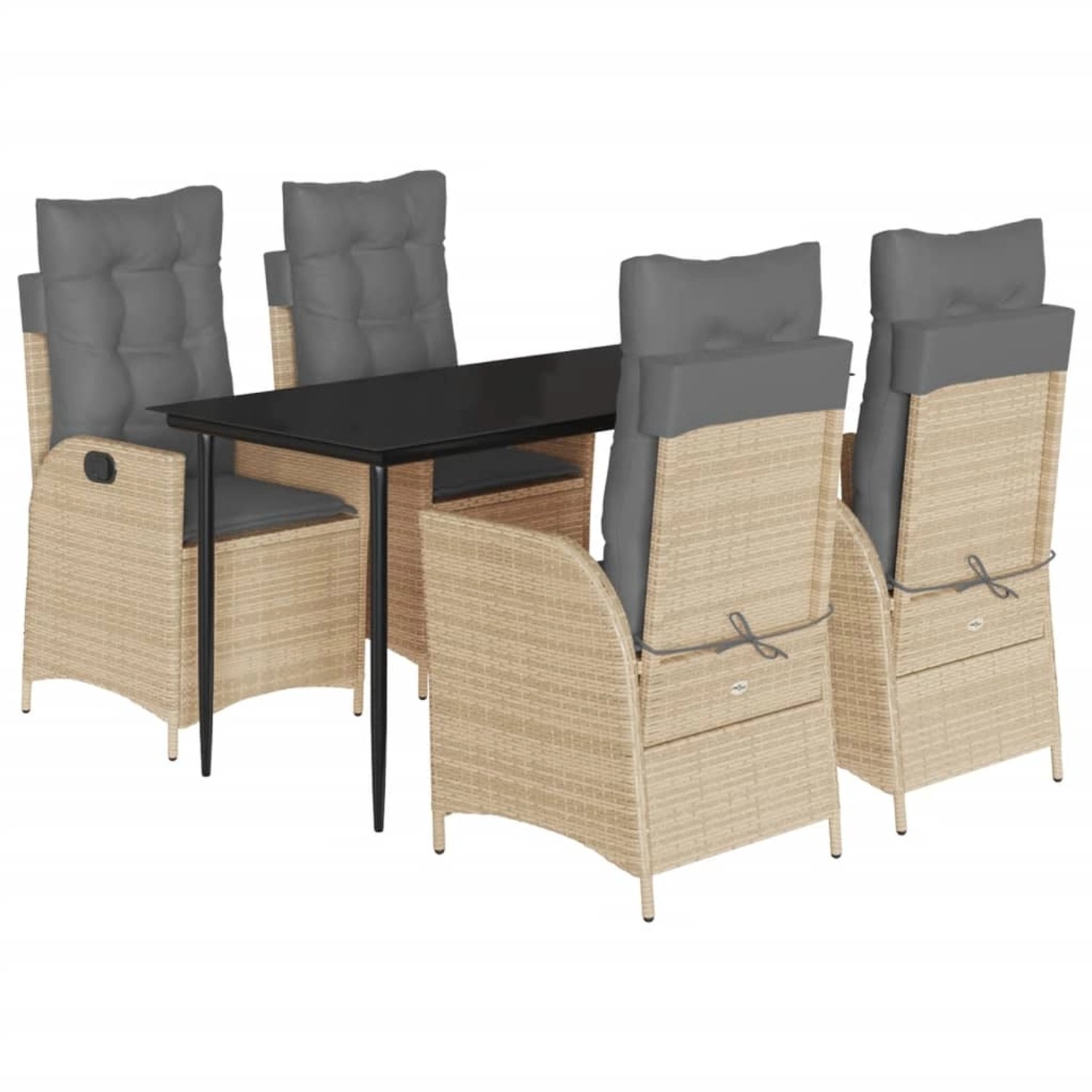vidaXL 5-Tlg Garten-Essgruppe mit Kissen Beige Poly Rattan 3213257 günstig online kaufen