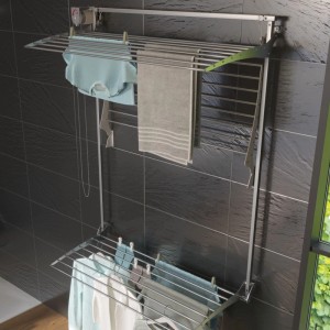Foxydry Wand Wäscheständer 3 Ebenen Tragkraft 30 kg 108 cm Grau