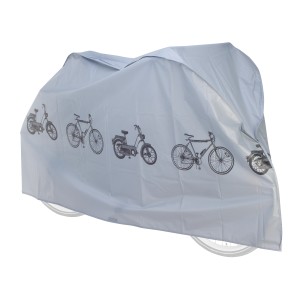 Graue Zweirad Faltgarage mit Fahrradmotiven zum Schutz vor Witterungseinflüssen.