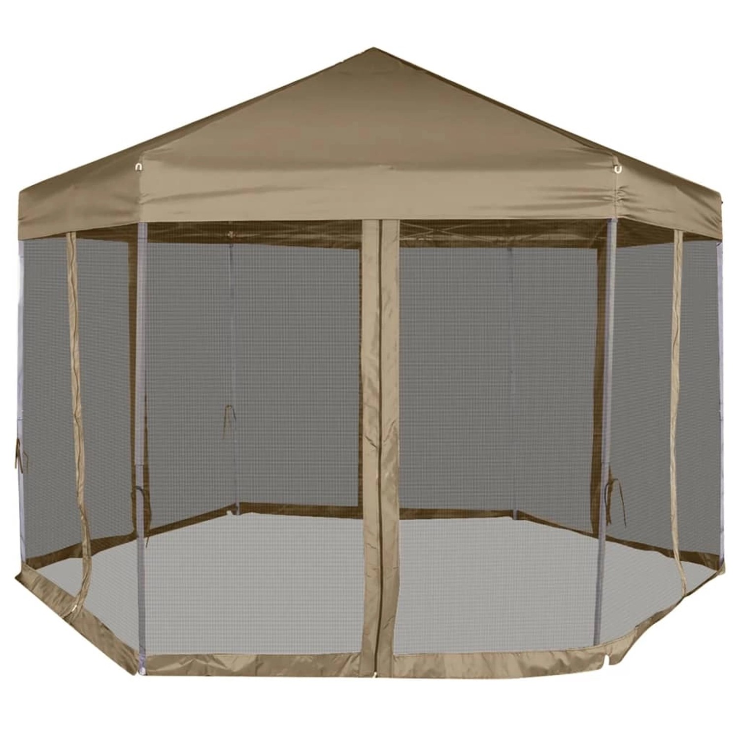 vidaXL Faltpavillon mit Seitenwänden Sechseckig 3,6x3,1m Taupe 220g/m2 günstig online kaufen