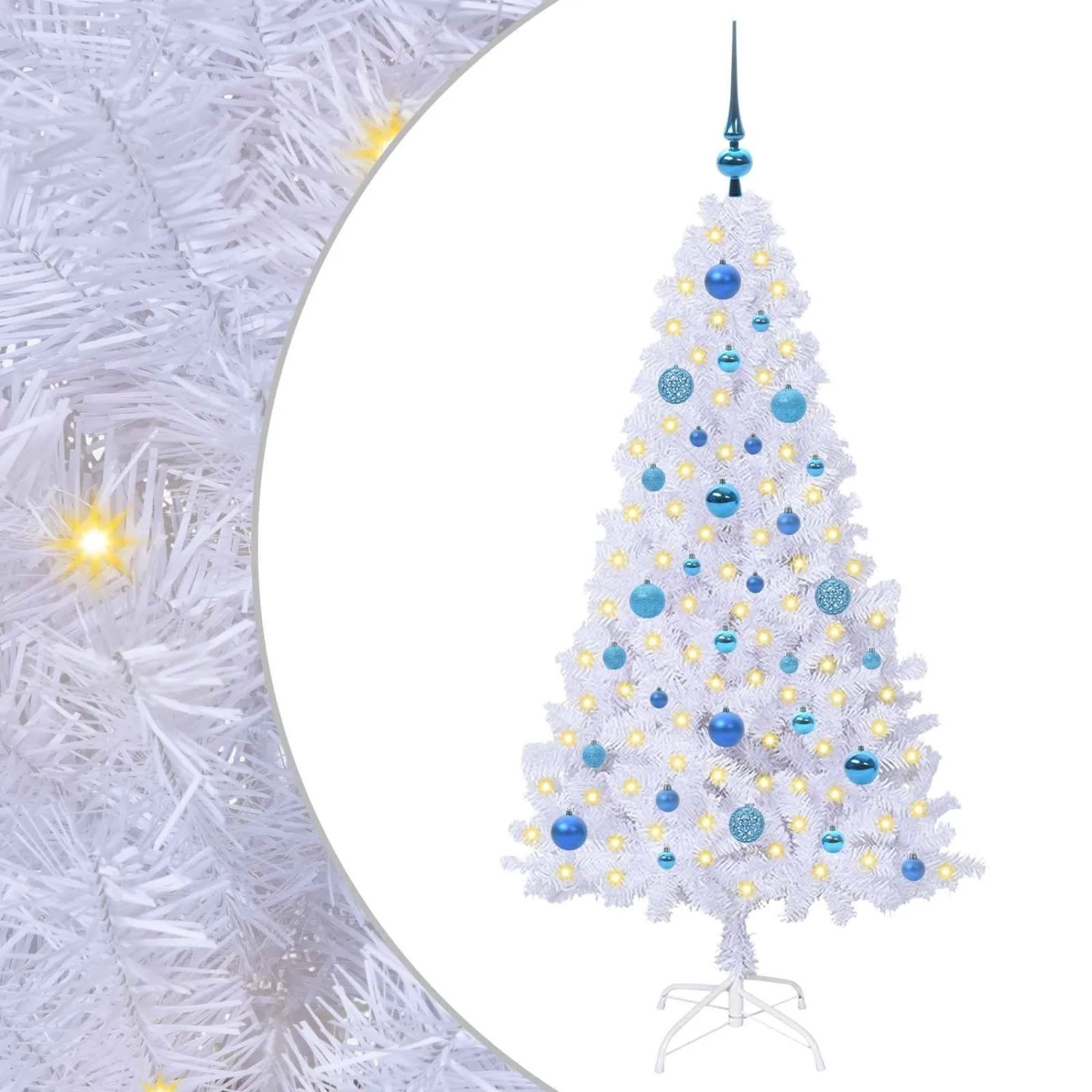 vidaXL Künstlicher Weihnachtsbaum Weiß 150 cm PVC und Stahl 3426765