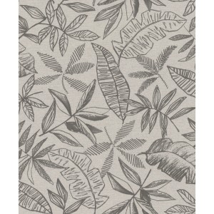 Schöner Wohnen Vliestapete mit Blätter-Motiv in Betongrau, modernes Design für Wohnräume.