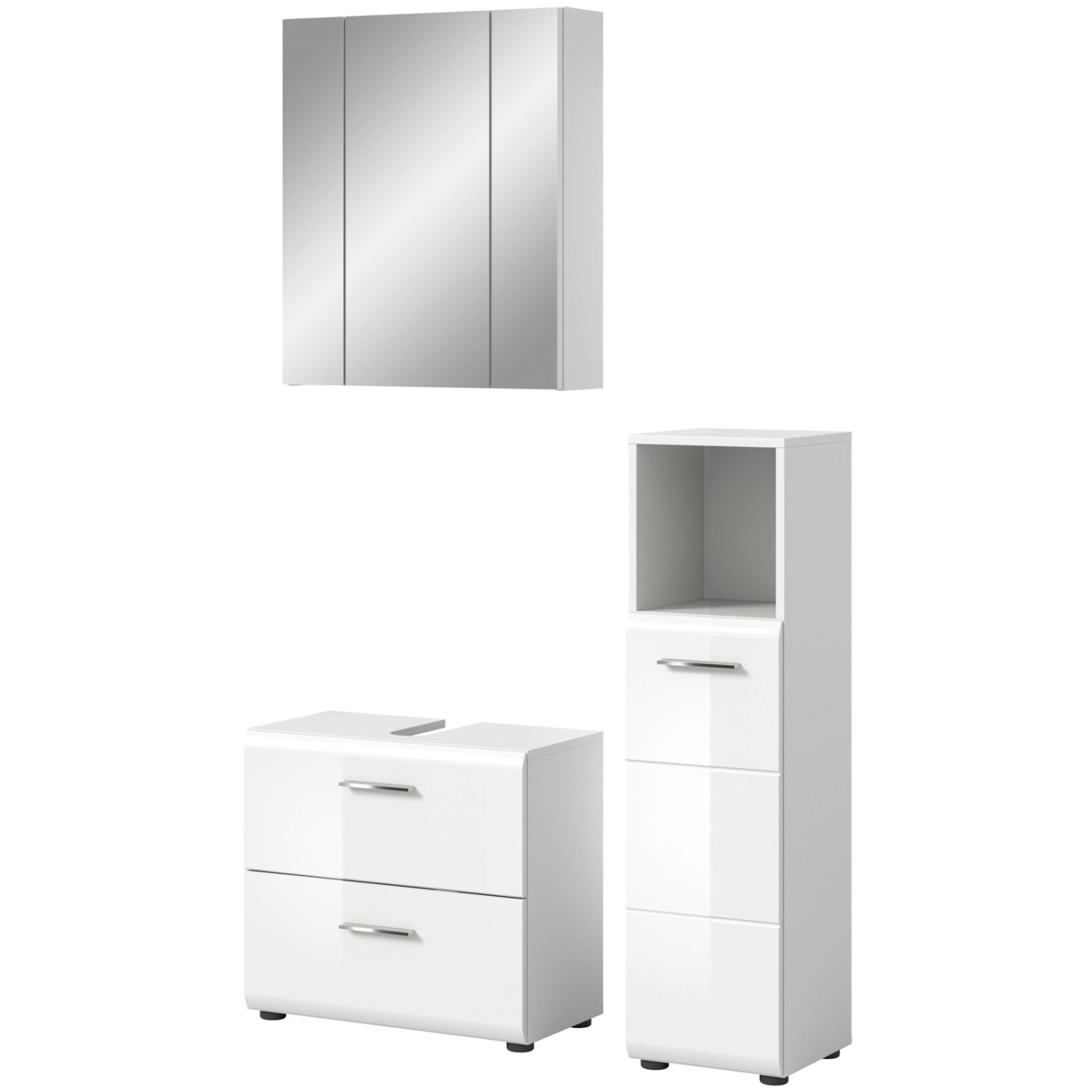 Inn.Furn Badmöbel-Set 3-teilig in Weiß Hochglanz Cover günstig online kaufen