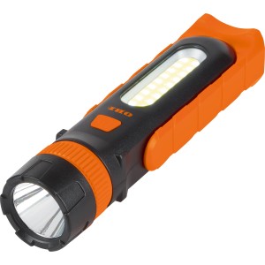 OBI Arbeitsleuchte COB-LED, Taschenlampe mit zwei Leuchtflächen, schwarz-orange.