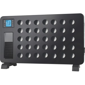 Schwarzer Stand-Konvektorheizer Tidaholm Hot Air mit LED-Display, 2300 W.