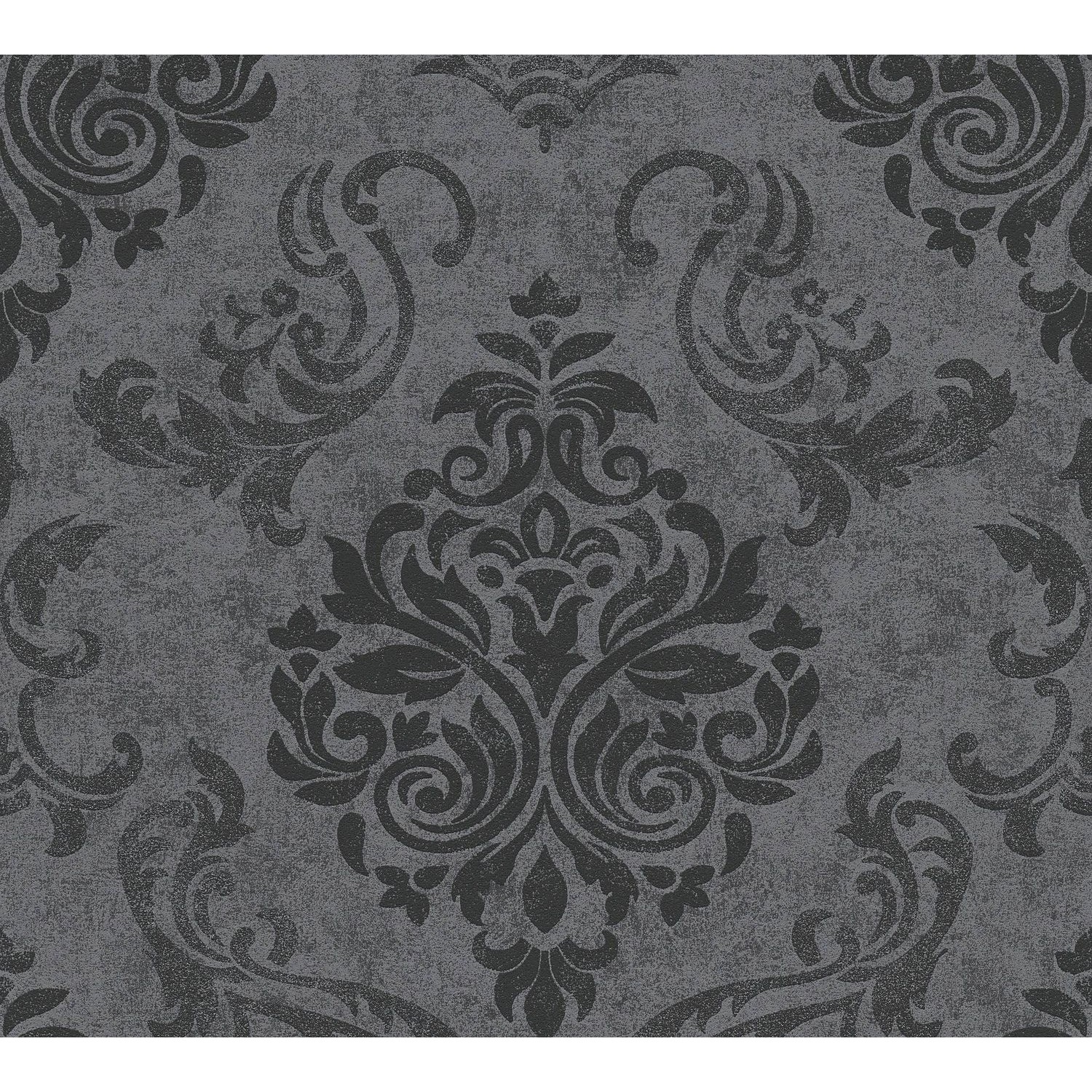 PROFHOME 953723-GU Barock Tapete Metallic Effekt Anthrazit graphit Grau 0,5 günstig online kaufen