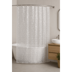 Transparenter EVA Duschvorhang mit 3D Karo Muster, 180x200 cm, für Dusche und Badewanne.