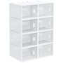 HOMCOM Schuhschrank aus Kunststoff, transparent, mit 8 Boxen zur Schuhaufbewahrung.