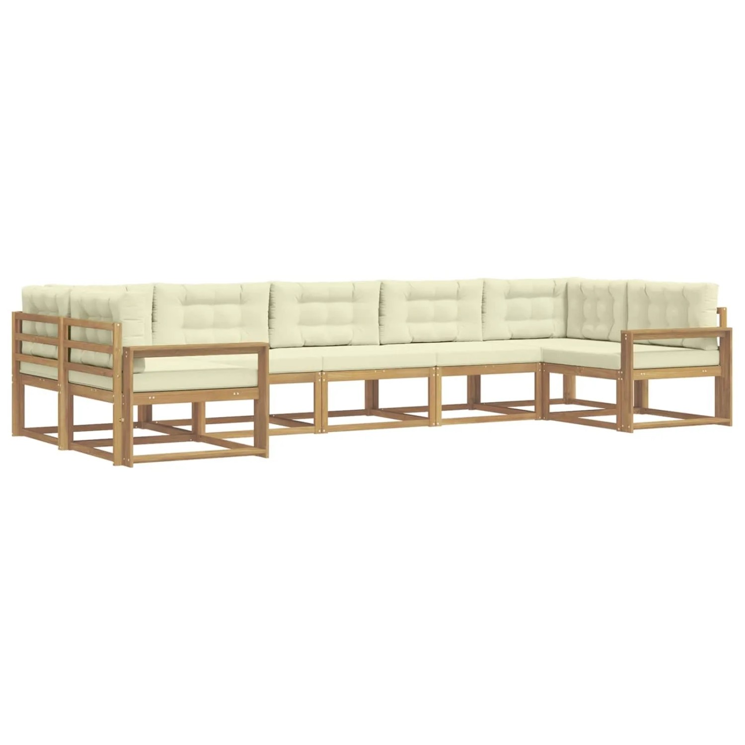 vidaXL Outdoor-Sofagarnitur mit Kissen 7 Stk Weiß und Creme 3386974
