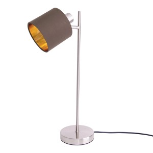 Näve Tischleuchte Maron, braun mit goldenem Lampenschirm, Design-Tischlampe.