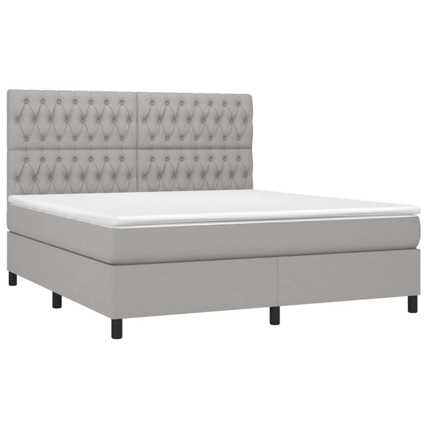 vidaXL Boxspringbett mit Matratze & LED Hellgrau 180x200 cm Stoff 3135133 günstig online kaufen