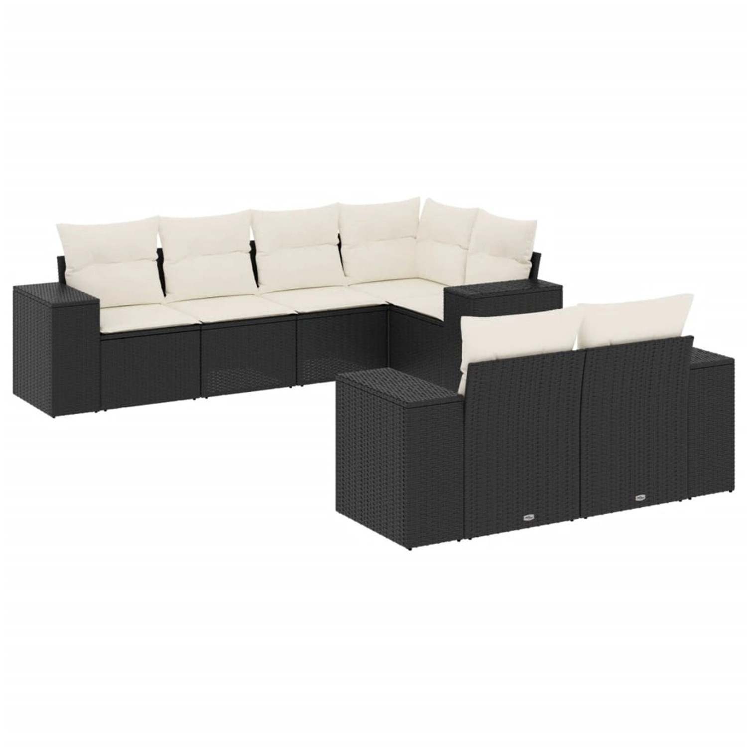 vidaXL 7-Tlg Garten-Sofagarnitur mit Kissen Schwarz Poly Rattan 3255143 günstig online kaufen