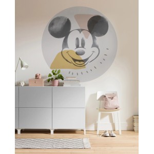 Selbstklebende, runde Vliesfototapete mit abstraktem Mickey Mouse Motiv (Ø 125 cm).