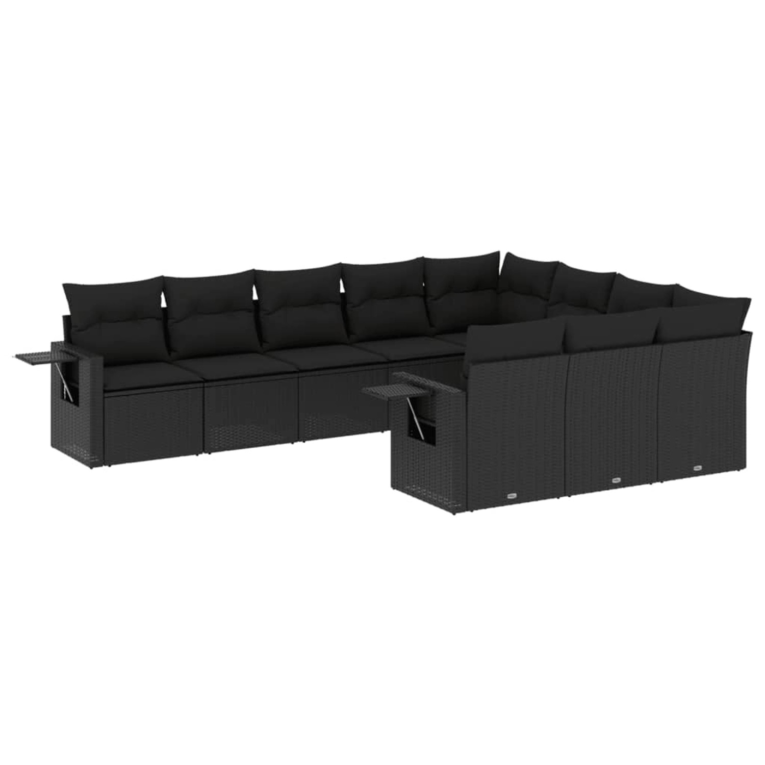 vidaXL 10-Tlg Garten-Sofagarnitur mit Kissen Schwarz Poly Rattan 3220684 günstig online kaufen