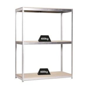 Verzinktes PROREGAL Schwerlastregal Mid Wood Yeti, 150x150x45 cm, Fachlast 400 kg.