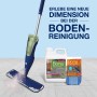 Bona Premium Spray Mop Set für Hartböden mit Reiniger und Mikrofaserpad.