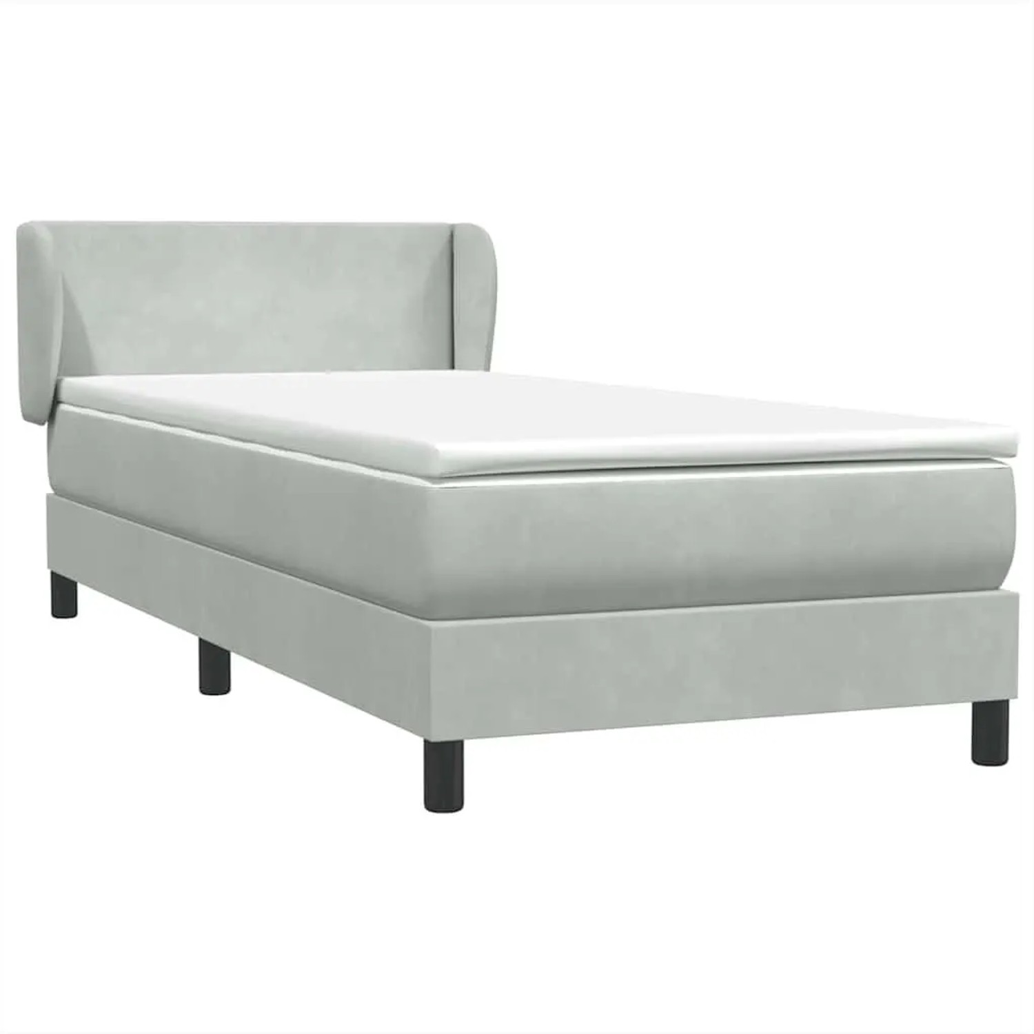 vidaXL Boxspringbett mit Matratze Hellgrau 90x210 cm Samt 3317343 günstig online kaufen