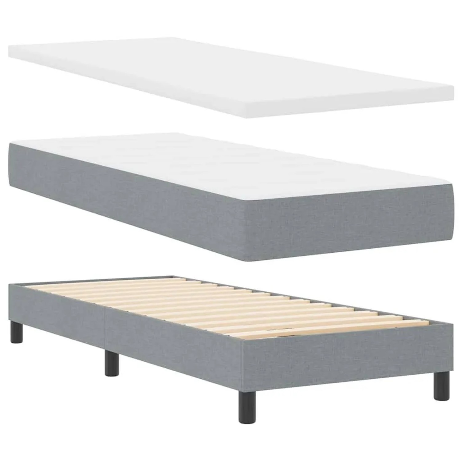 vidaXL Boxspringbett mit Matratze Hellgrau 80 x 200 cm Stoff 3340052 günstig online kaufen