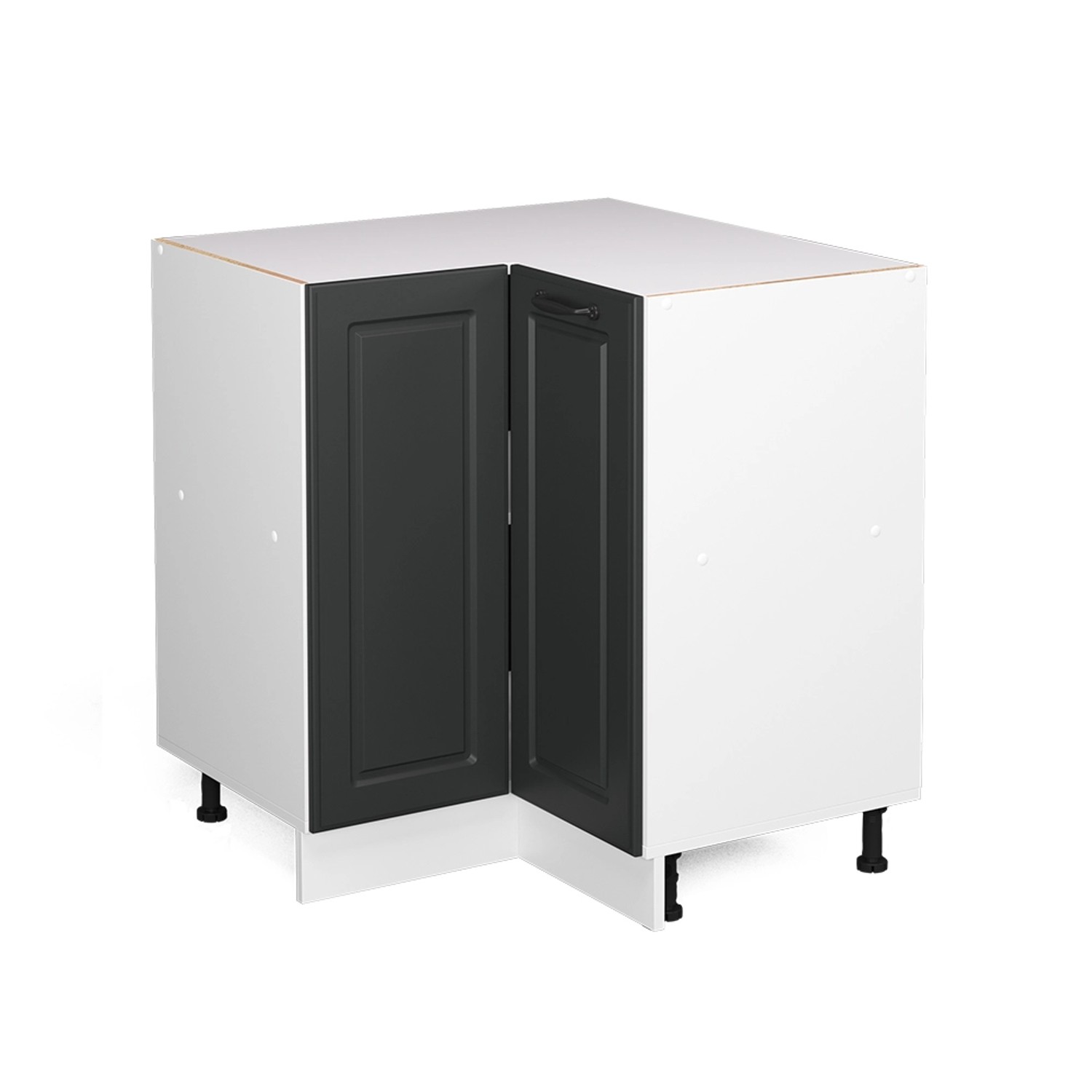 Vicco Eckunterschrank R-Line Anthrazit Landhaus/Weiß 76 cm ohne Arbeitsplatte