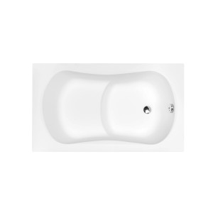 Weiße ARIA REHAB Rechteck-Badewanne aus Acryl, 120x70 cm, mit Ablauf und Überlauf.
