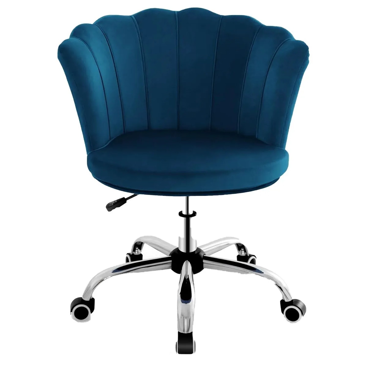 Costway Bürostuhl Aus Samt Höhenverstellbarer Schminkstuhl Blau