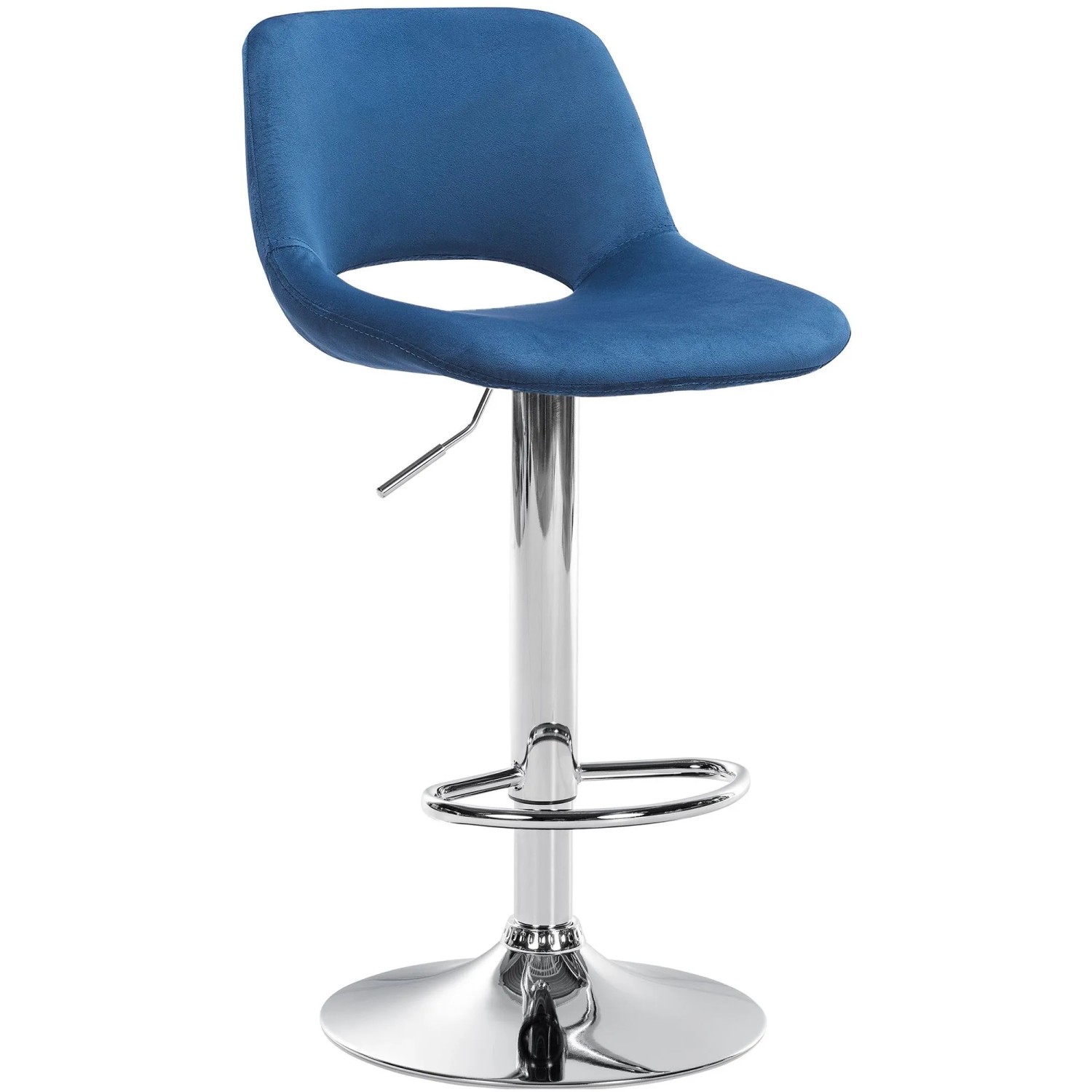 DELUKE Barhocker JAKSON Blau Samt Chrom Barstuhl Mit Lehne Tresenhocker Tresenstuhl
