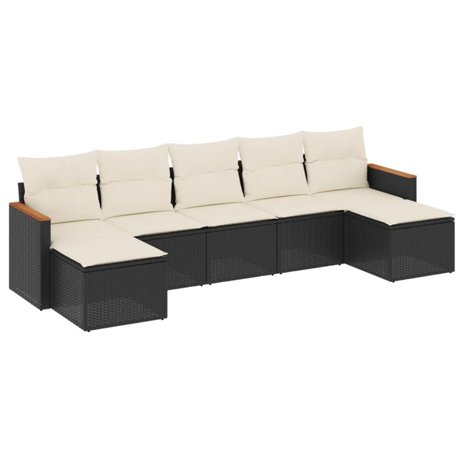 vidaXL 7-Tlg Garten-Sofagarnitur mit Kissen Schwarz Poly Rattan 3226231 günstig online kaufen